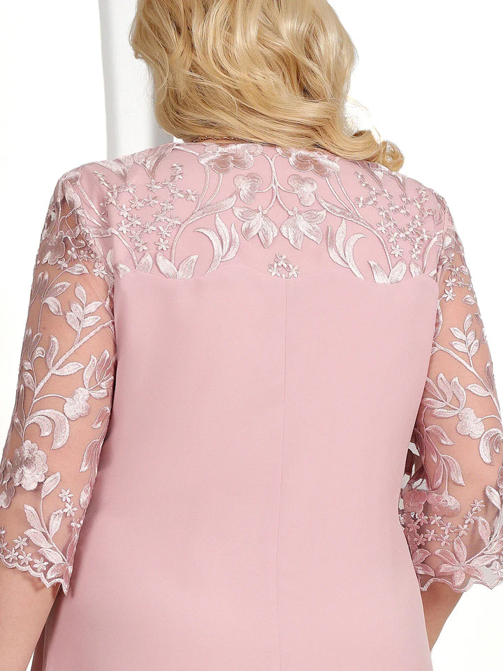 Women's elegant embroidered plus-size dress, perfect formal wear for banquets & parties.