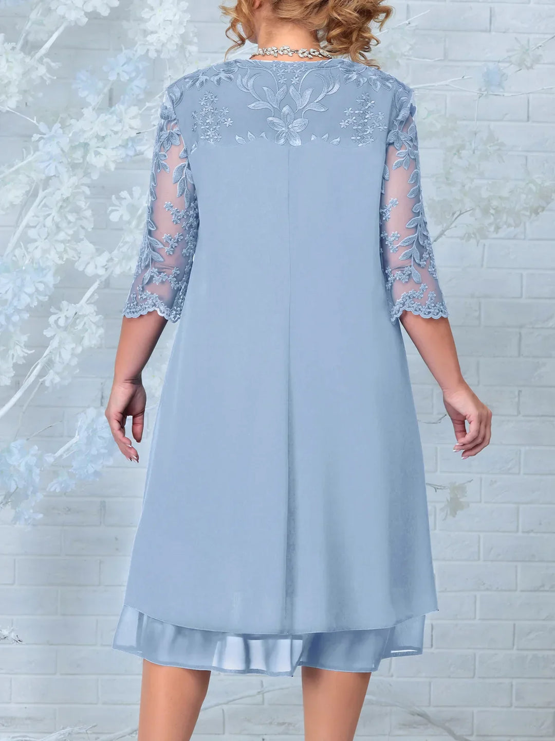 Chic embroidered plus-size party dress, an elegant formal gown for women's evening events.