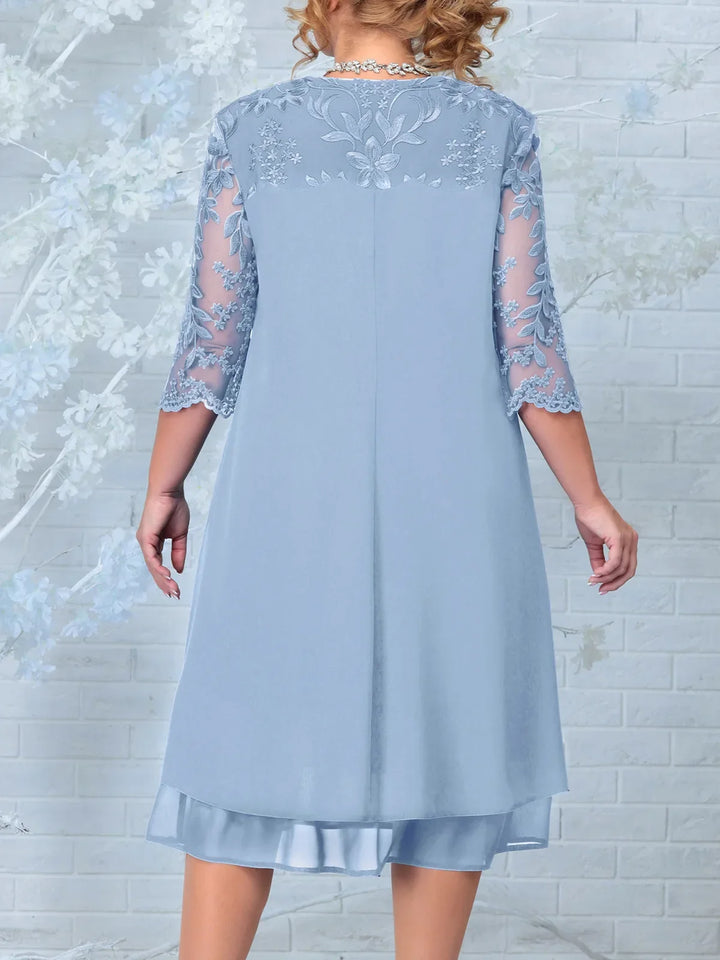 Chic embroidered plus-size party dress, an elegant formal gown for women's evening events.