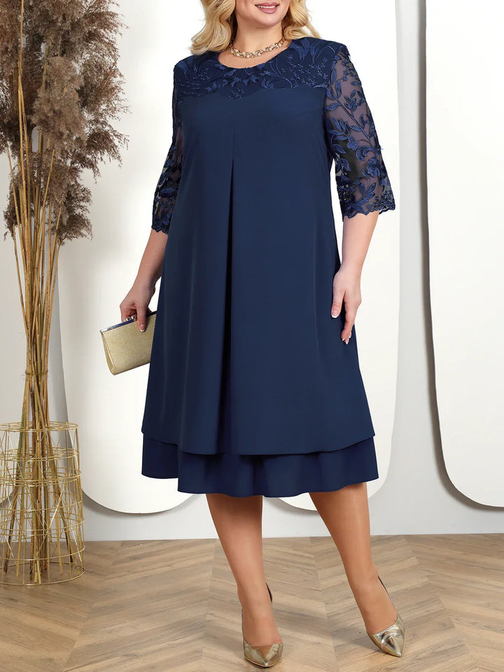 Elegant plus-size women's formal gown, a stunning embroidered evening dress for special events.