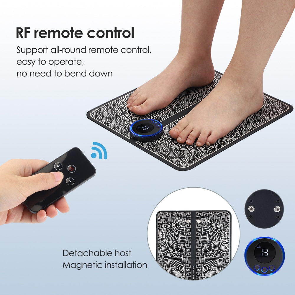 Advanced EMS foot massage mat for effective pain relief, muscle stimulation, and improved circulation.