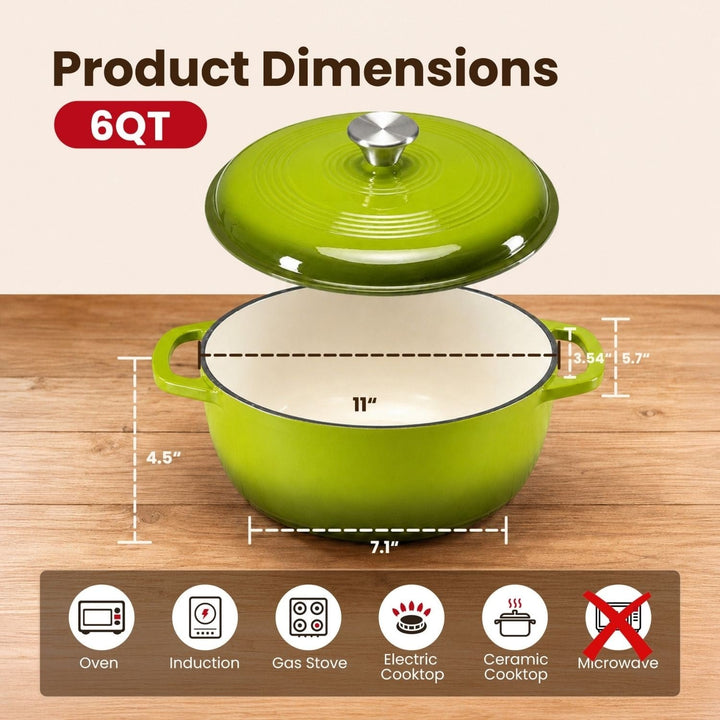 Sturdy side handles on a 6-quart enameled cast iron Dutch oven, ensuring safe and easy transport.