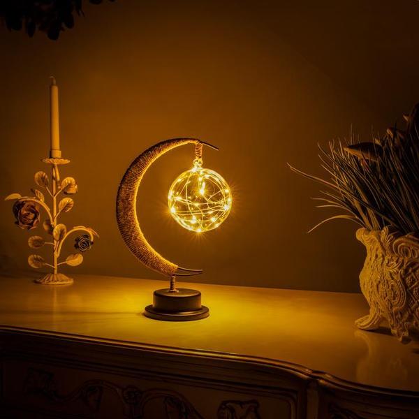 Wireless LunaGlow moon lamp providing soft LED ambient light. Ideal for home decor, a unique bedroom night light.