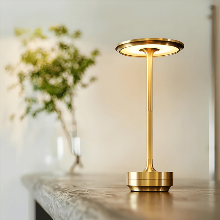 Versatile rechargeable LED lamp, functions as a modern desk, bedside, or accent light.