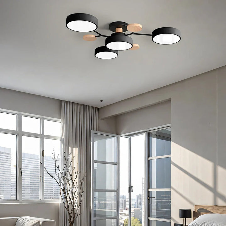 Energy-efficient LED semi flush mount fixture, provides brilliant illumination for dining rooms.