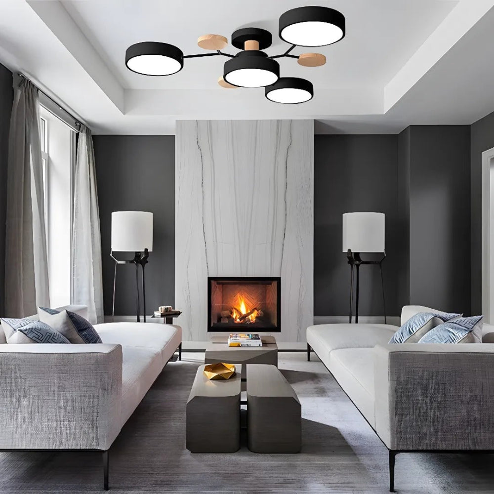 Sleek LED semi flush mount ceiling light, energy-efficient & ideal for modern dining areas.
