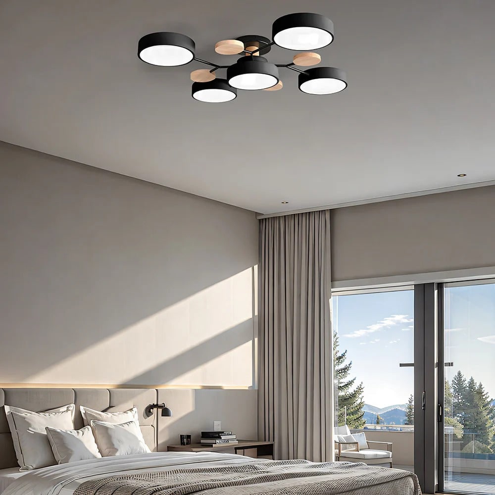 Stylish LED semi flush mount light, modern design for dining room, bedroom or kitchen.
