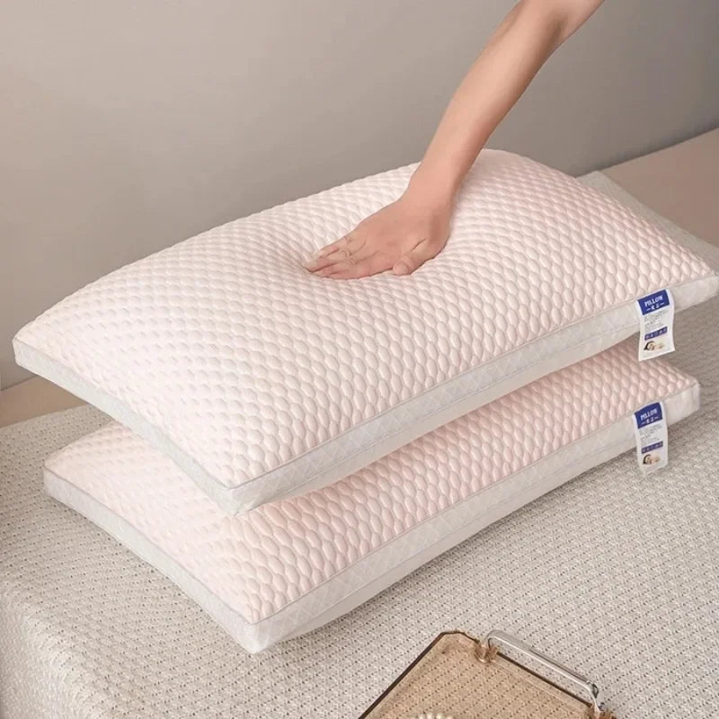 Cooling ergonomic neck support pillow for side, back, and combination sleepers. Promotes deep, restful sleep.