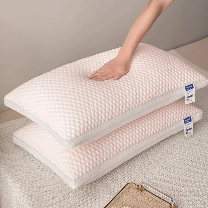 Cooling ergonomic neck support pillow for side, back, and combination sleepers. Promotes deep, restful sleep.