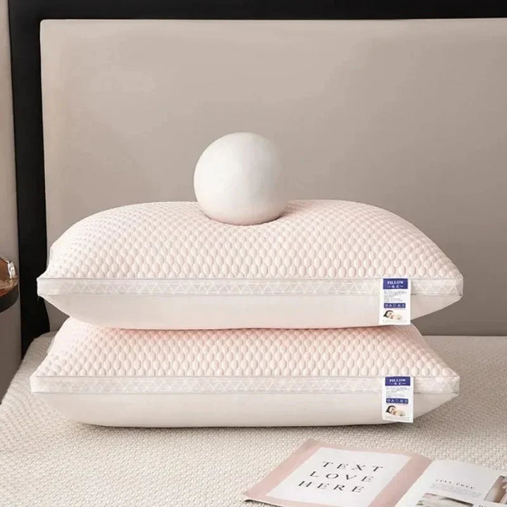 Unisex deep sleep aid pillow with cooling ergonomic neck support. Ensures restful nights & comfortable sleep.