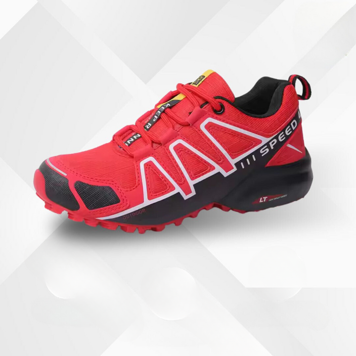 Ergonomic TrailStep outdoor footwear, providing essential support & grip for challenging hikes.