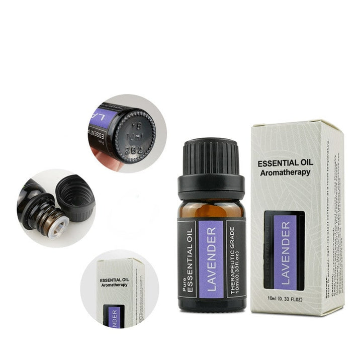 Pure aromatherapy essential oil, 0.34 fl oz. Natural calming scent for diffusers, promoting wellness.