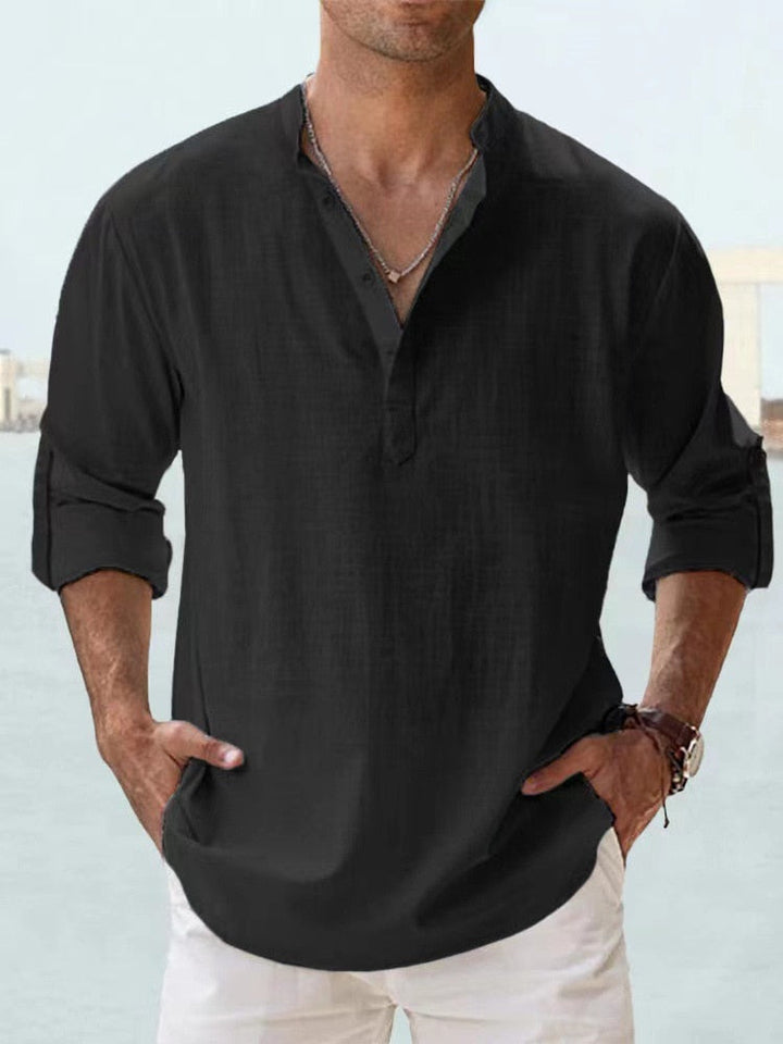 Lightweight & breathable men's casual long sleeve shirt. Ideal comfort shirt for all-season everyday wear.