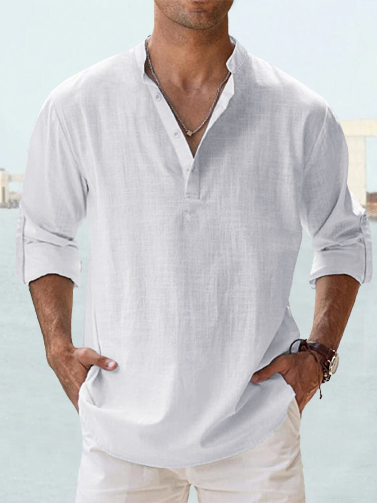 Eugene men's long sleeve comfort shirt. Classic casual button-down for versatile spring & summer fashion.