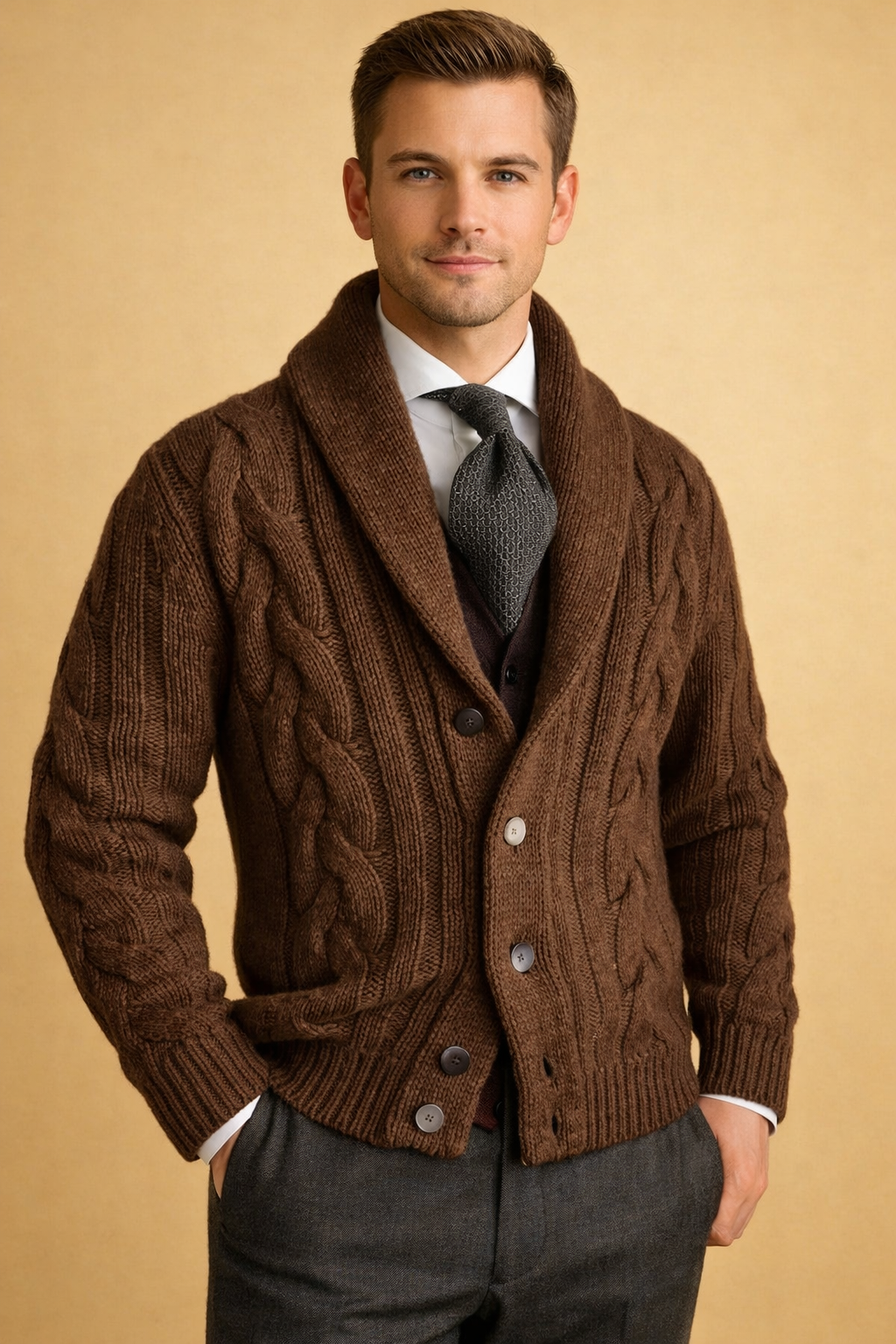 Cozy men's button-up cardigan. Perfect warm sweater for casual wear, fall fashion, and winter essentials.