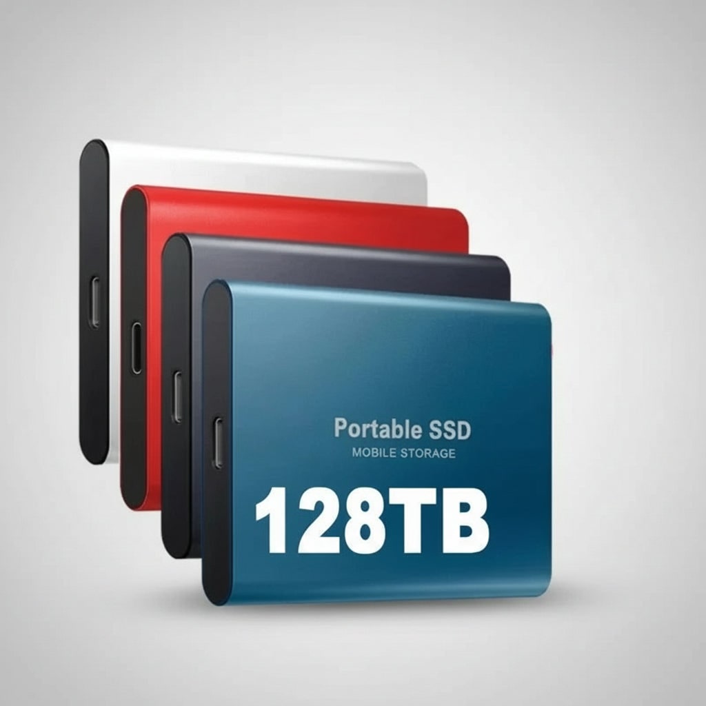 Sleek aluminum casing portable SSD for fast data transfer and secure digital storage via USB-C.