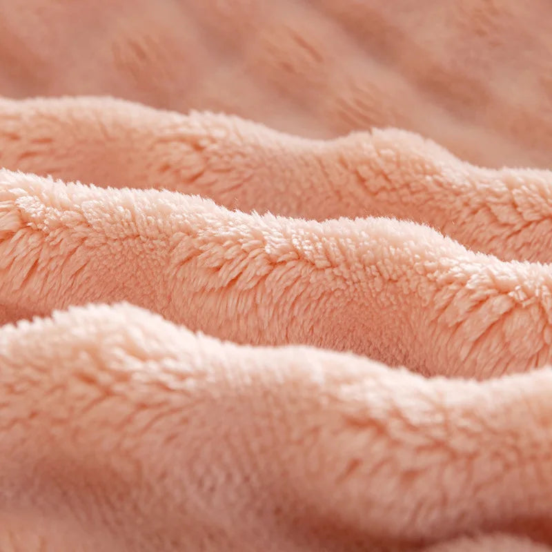 Cozy bubble texture flannel throw blanket, an extra soft comfort blanket for relaxing moments.