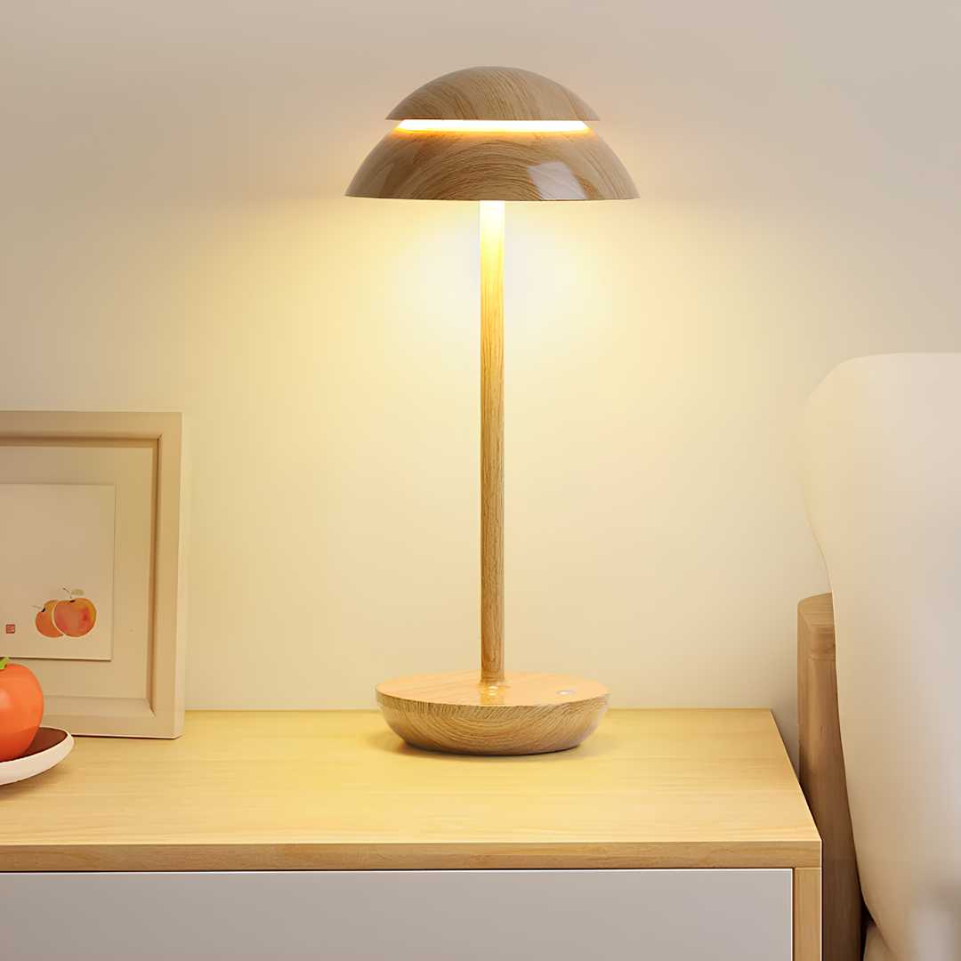 Portable LED bedside lamp, Nordic minimalist design, dimmable rechargeable light for modern bedroom decor.