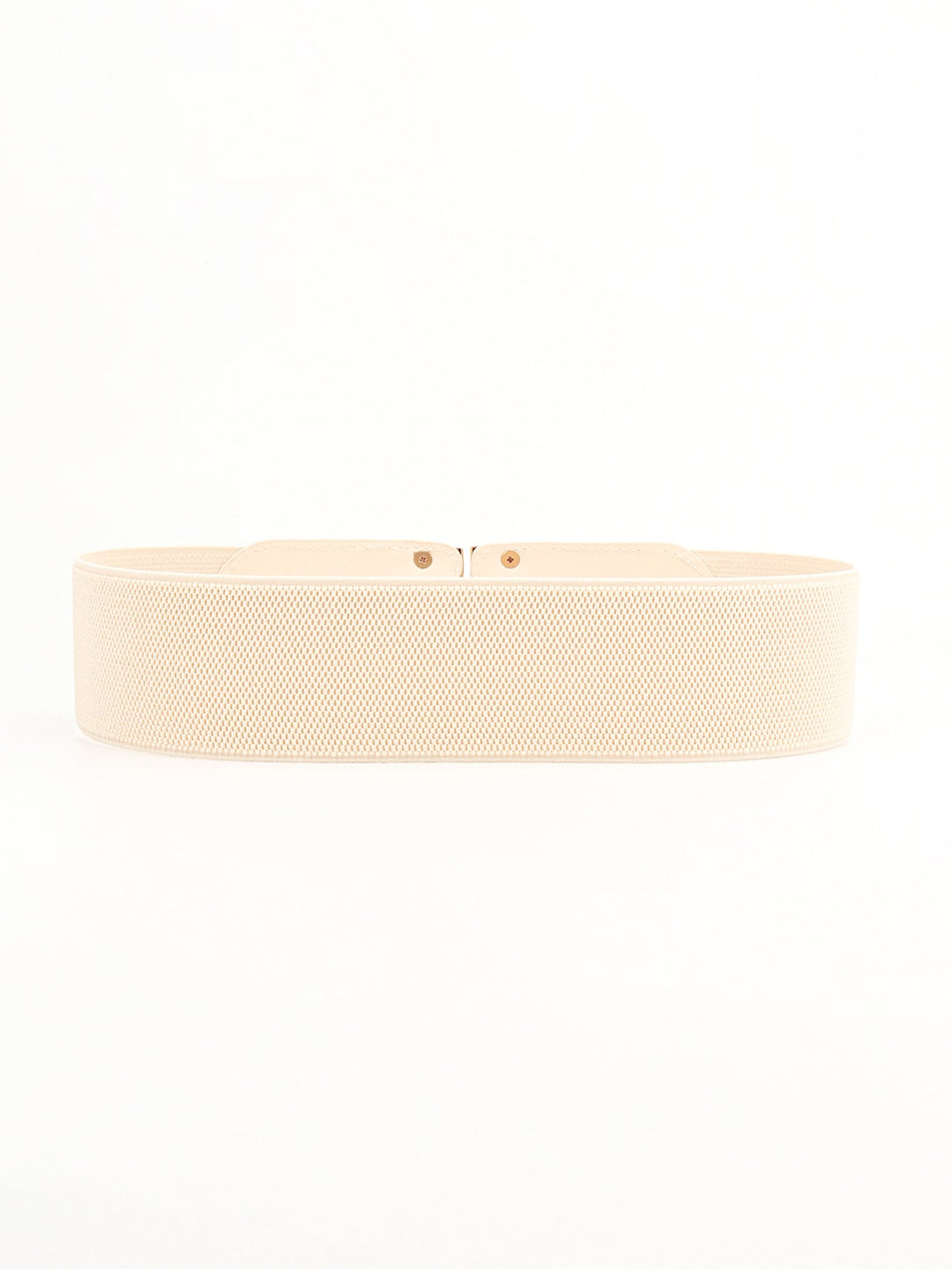 Trendy women's wide elastic cincher belt, adding flair to dresses with its gold buckle.