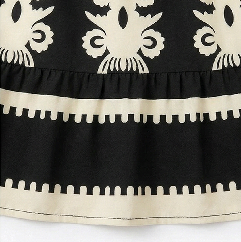 Comfortable women's baroque print maxi dress with a smocked waist for a perfect fit.