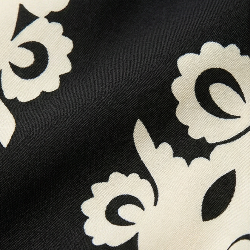 Women's long baroque print dress, V-neck, cap sleeves, and smocked waist for comfort.
