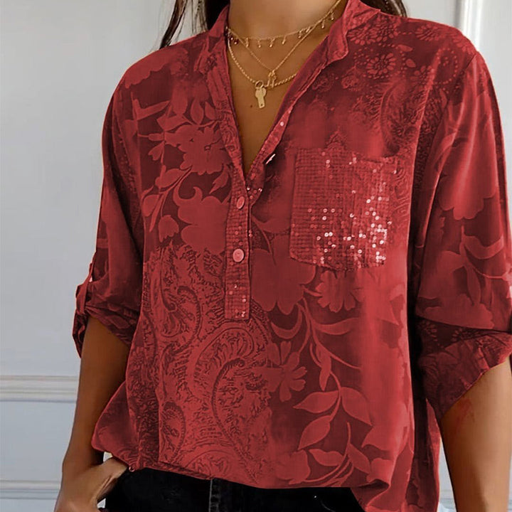 Casual Chic V-Neck Top for women, featuring a trendy button placket, essential for summer fashion.