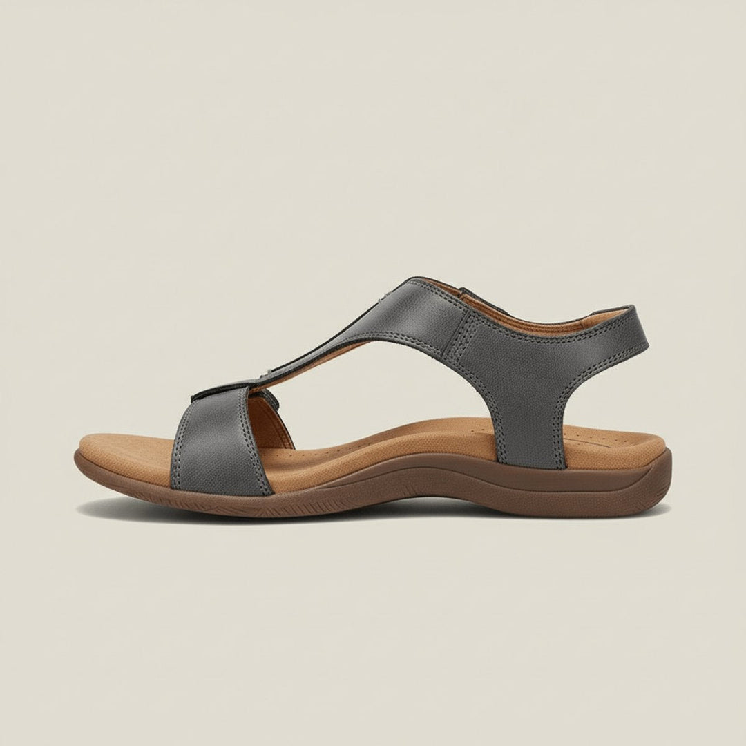Women's everyday comfort T-strap sandals with an adjustable hook-and-loop for a perfect custom fit.