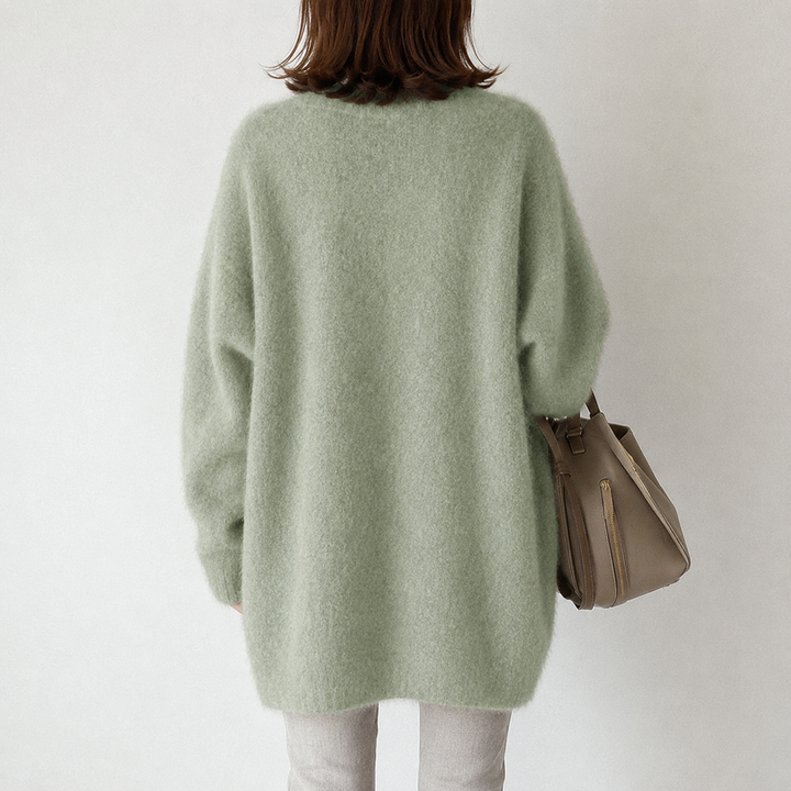 Faye Luxe women's mid-length cardigan, versatile button-front for elegant, all-season smart casual layering.