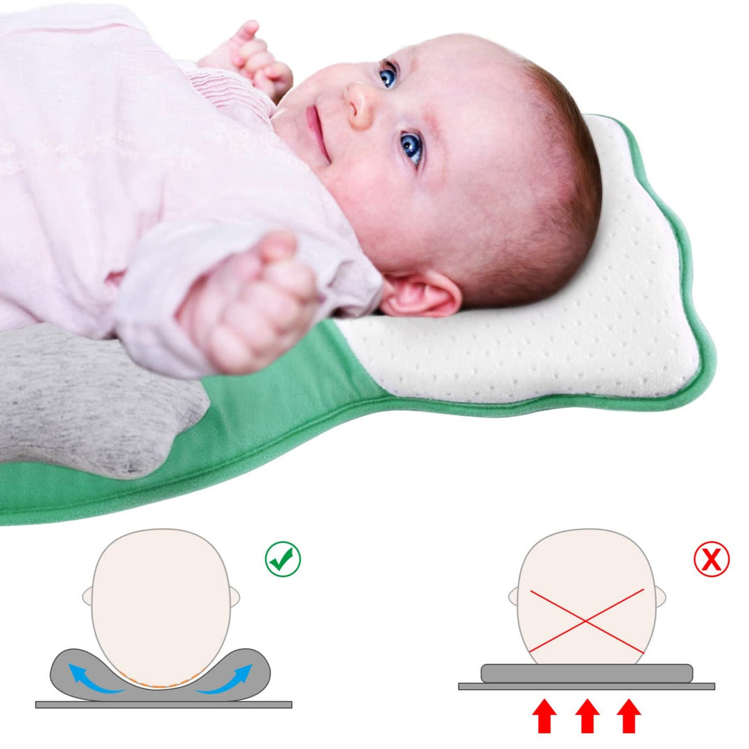 Secure newborn baby positioning pillow with adjustable leg support, offering stable infant support.