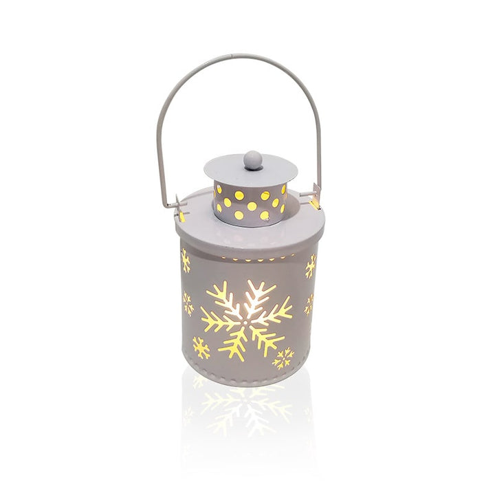 Christmas LED lantern with reindeer silhouette, providing warm holiday lighting for winter decor.