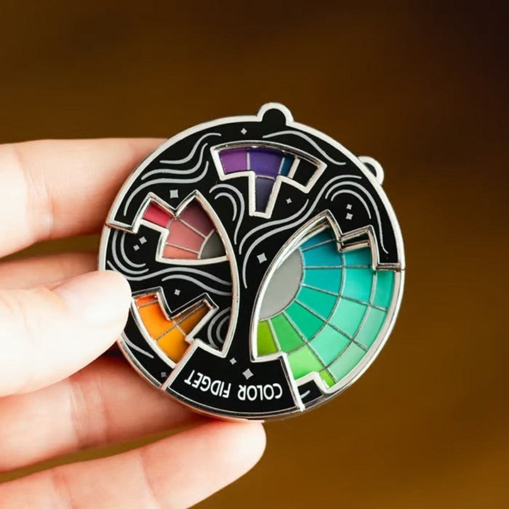 Interactive color theory fidget toy for artists & designers, enhancing creativity & focus. Stress relief spinner.