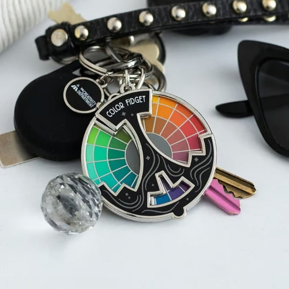Educational color theory fidget toy, interactive spinning wheel helps artists and designers explore hues.