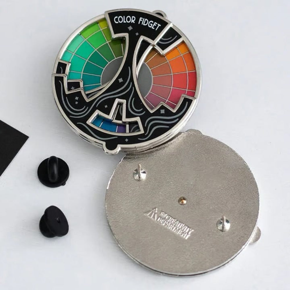 Portable color theory fidget toy keychain, ideal for creative focus & stress relief for designers on-the-go.