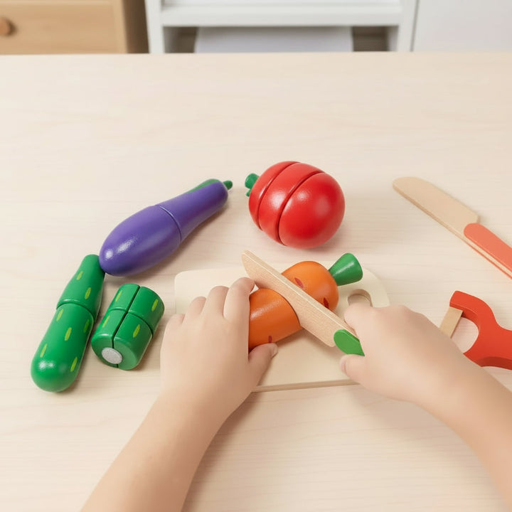 Durable wooden educational toy for kids, a Montessori sorting game designed for fine motor skill development.
