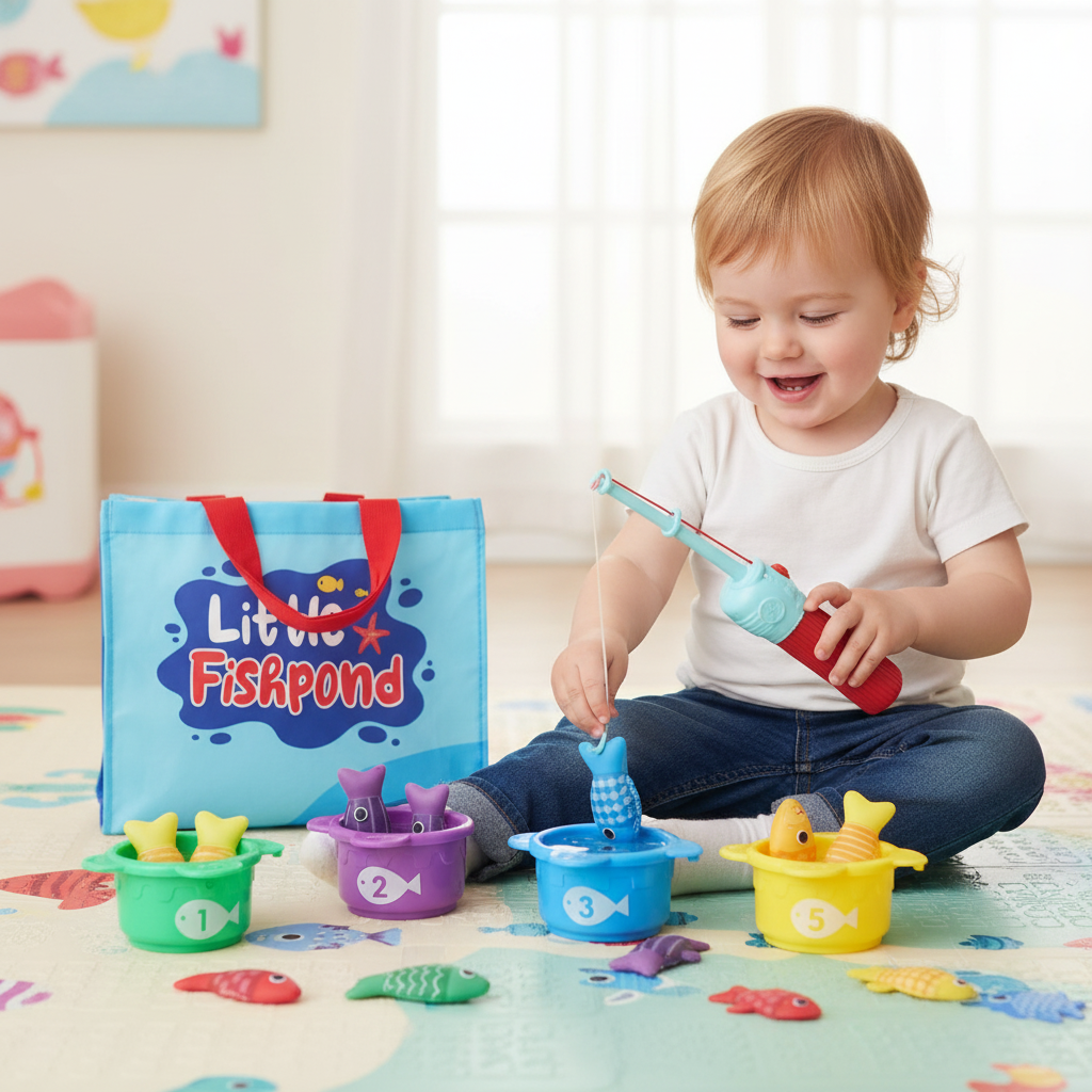 Colorful kids' fishing toy playset for interactive learning & family fun. Promotes motor skills & imaginative play.