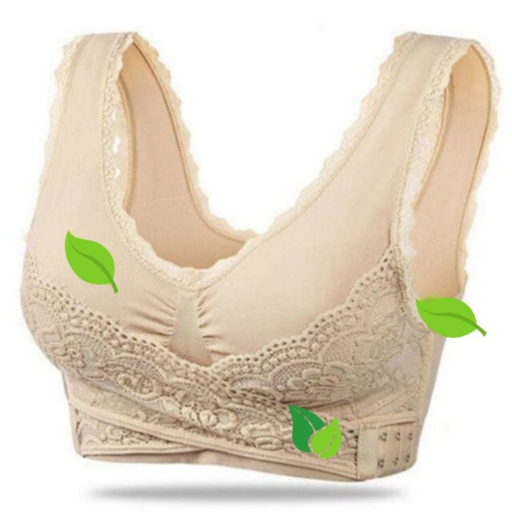 Delicate lace wireless bra, offering comfortable support for women's daily intimates.