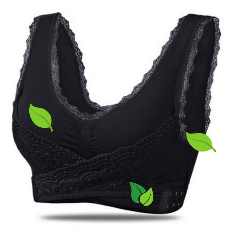 Women's wireless lace bra with supportive comfort fit, perfect for everyday wear.
