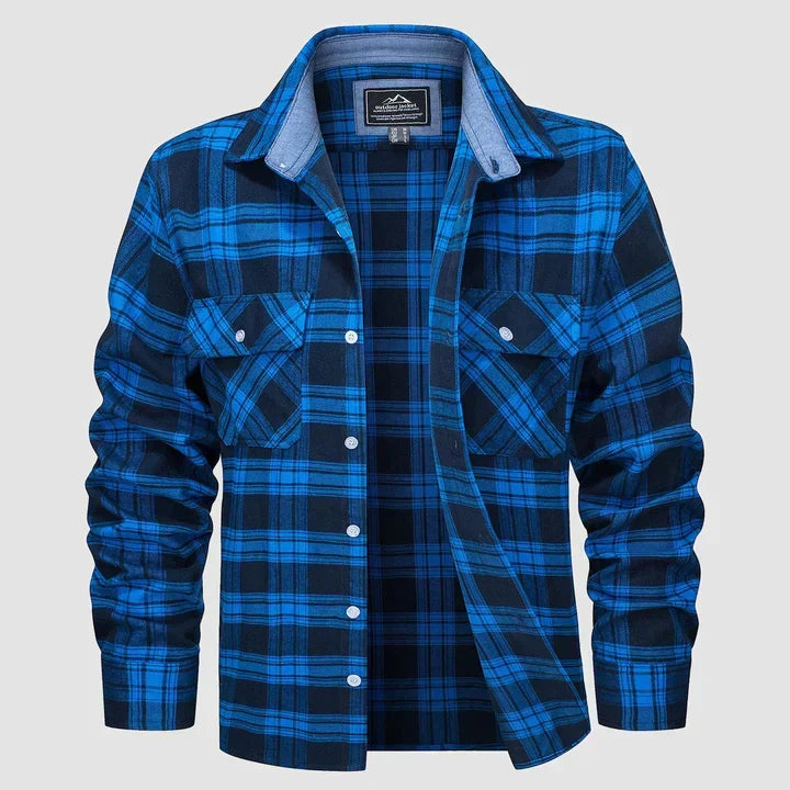 Stylish men's Logan flannel-lined button-down. Long-sleeve outerwear shirt for fall & winter fashion.