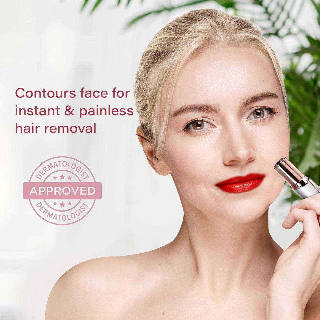 Packaging for women's facial hair remover, promising smooth skin & a flawless beauty experience.
