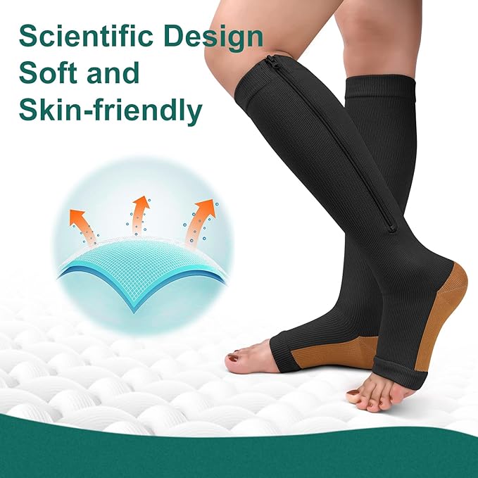Stylish zipper compression socks for daily wear, promoting healthy circulation.