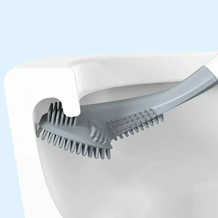 Bathroom cleaning tool: flexible L-shaped toilet brush ensures hygiene and reaches all hidden toilet parts.