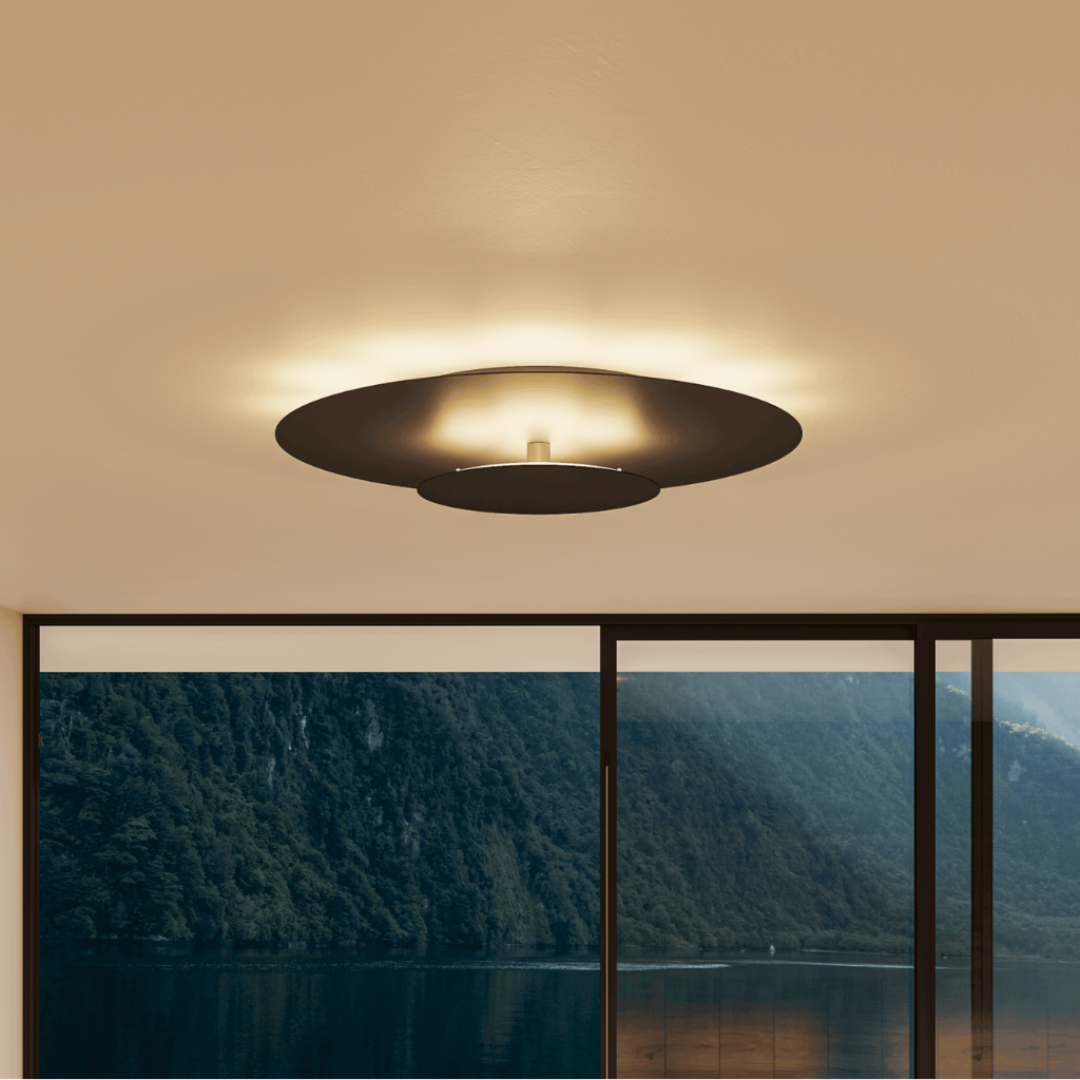 Sleek white LED flush mount ceiling light, perfect for modern kitchen lighting.