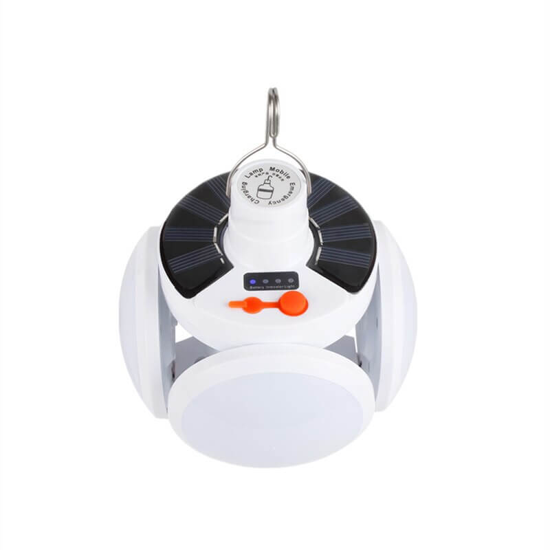 Unisex foldable solar LED lantern, rechargeable for camping & emergency power outages. Bright & portable.