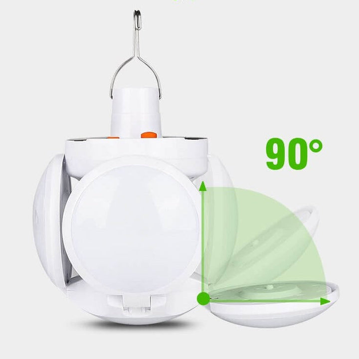Eco-friendly foldable solar LED bulb, USB rechargeable for camping, emergency kit, and outdoor use.