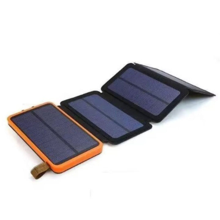 Unisex waterproof solar power bank, essential portable charger for hiking, camping, and emergency kits.