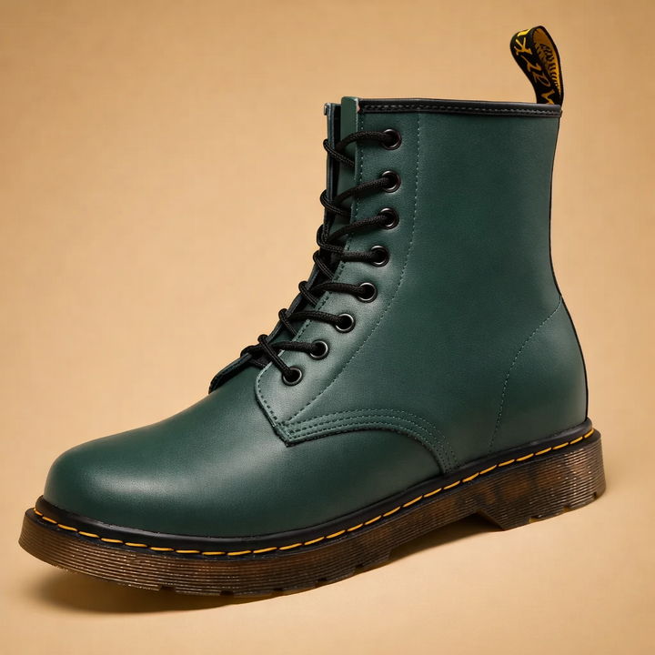 Comfortable men's lace-up ankle combat boots, durable and versatile for winter fashion & street style.