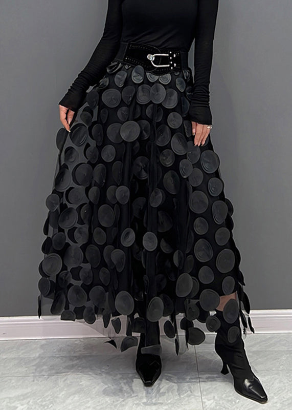 Stylish polka dot party skirt with an elegant A-line flow, a perfect choice for evening events.