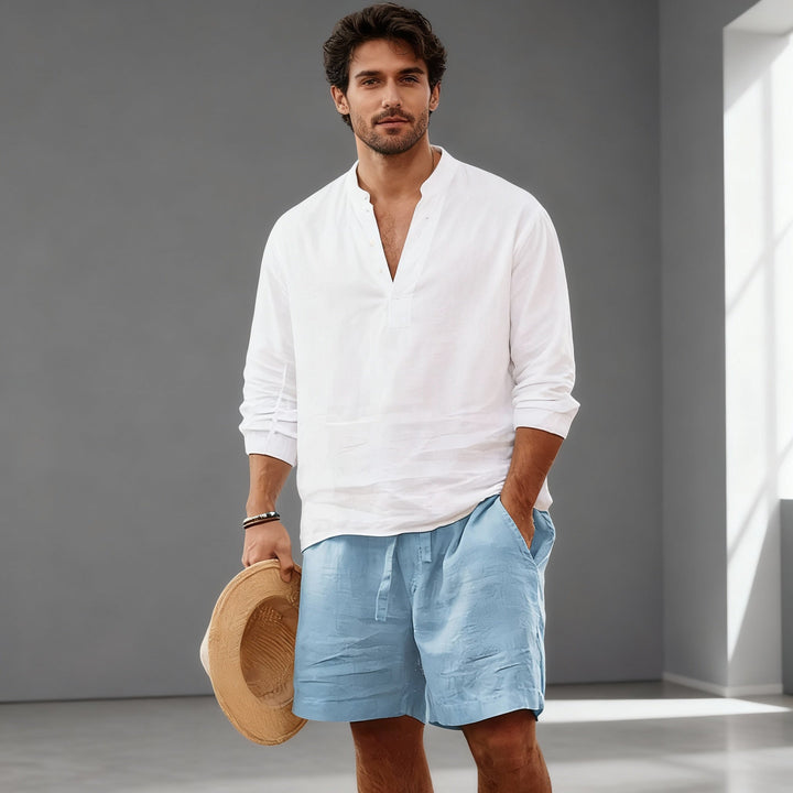 Men's relaxed fit drawstring shorts, perfect for casual summer comfort and everyday wear in warm weather.