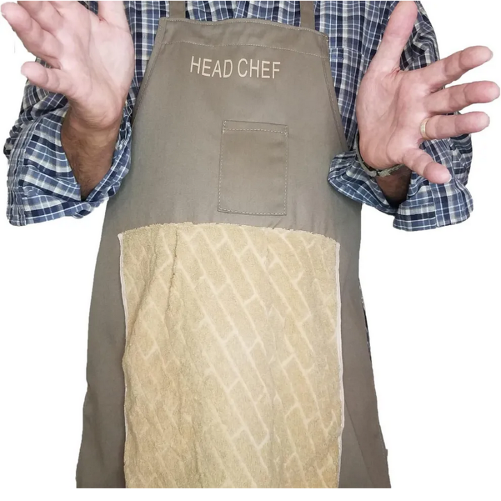 Novelty funny apron for chefs & hosts. Humorous kitchen accessory, perfect gag gift for cooking & parties.