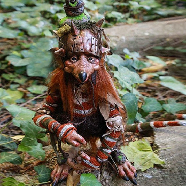 Charming hard plastic garden goblin statue for outdoor fantasy garden decor.